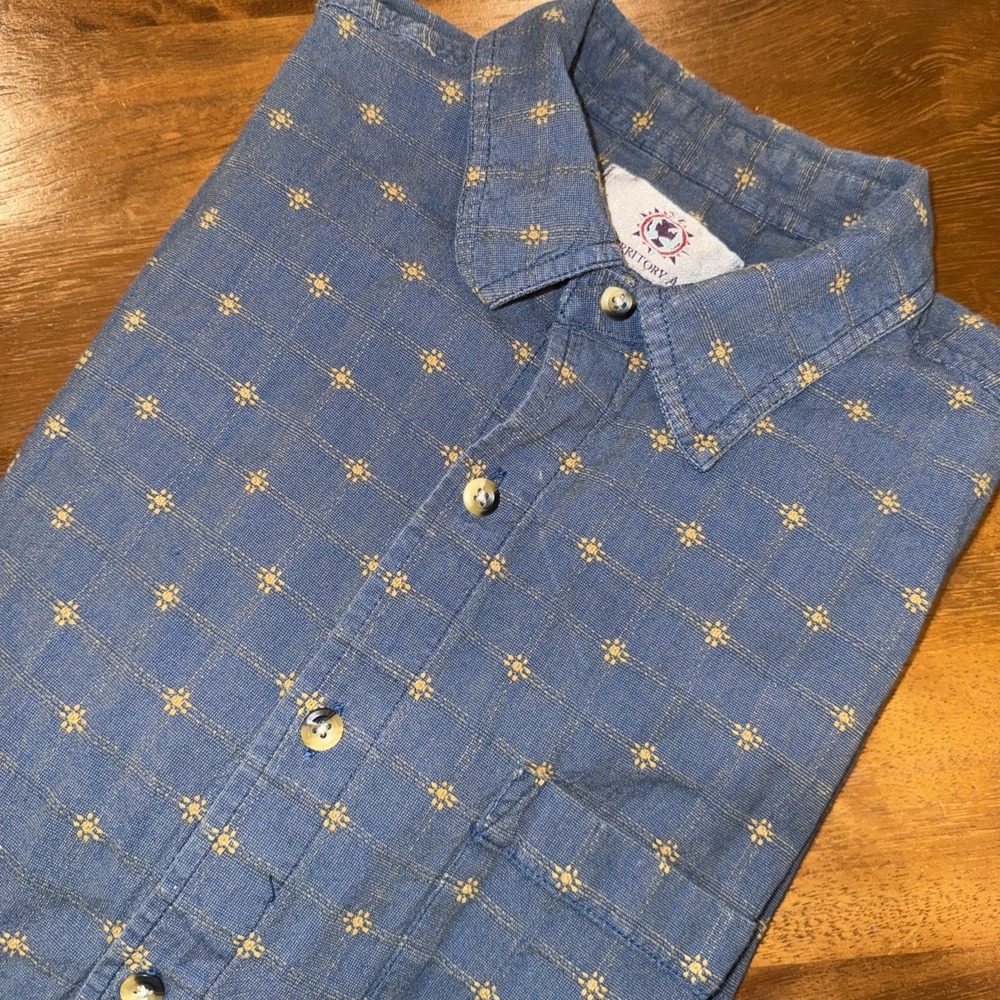 The Territory Ahead Woven Textured Pattern 100% Cotton Button Down Shirt Size XL